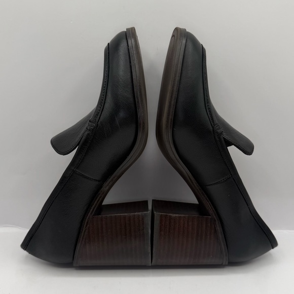 Crown Vintage Black Leather Chunky Loafer Pumps Women's Size 8 M - Picture 5 of 8